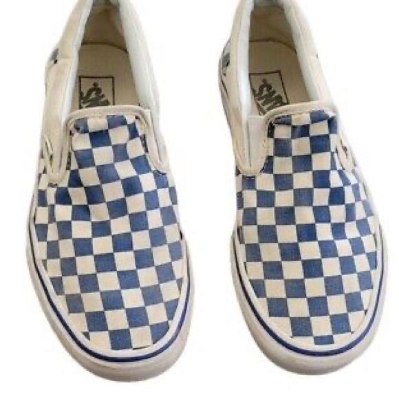 Pre loved blue checkered womens van shoes - Picture 2 of 2